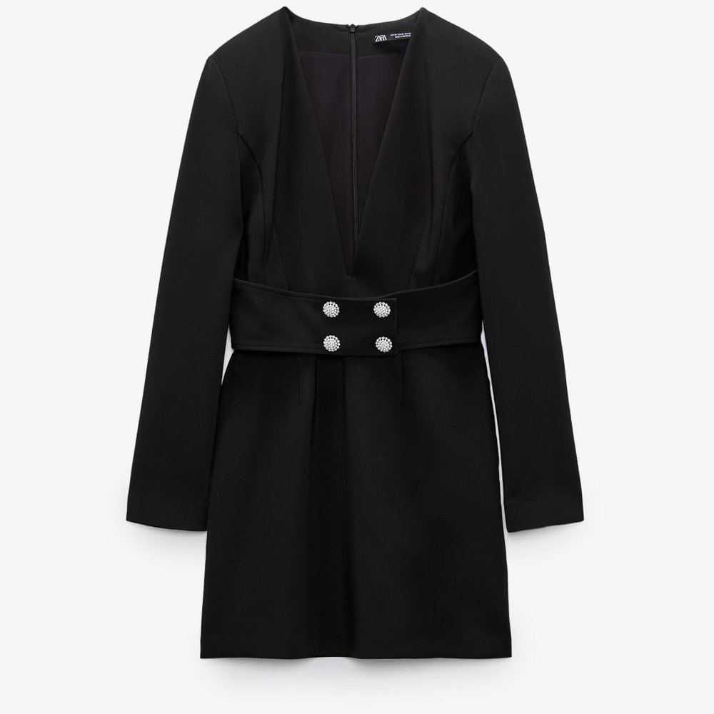 Zara Belted Dress with Stone Detail